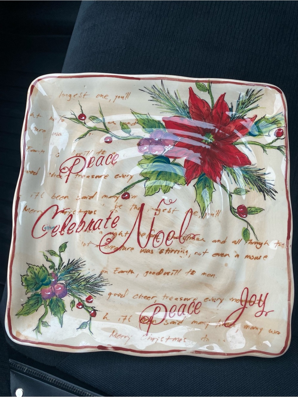 🎄  RED POINSETTIA HOLIDAY DECORATIVE PLATE 🎄